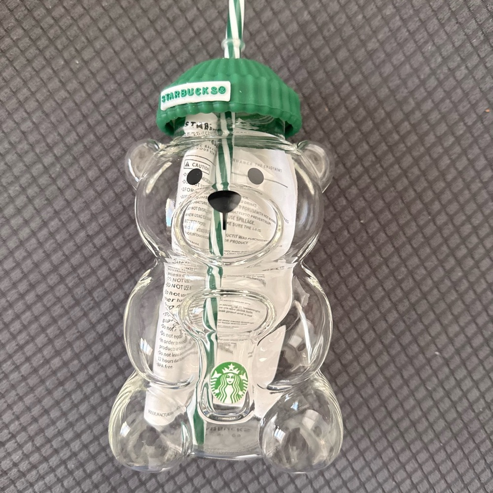 Starbucks Clear Bear Tumbler with Green Lid